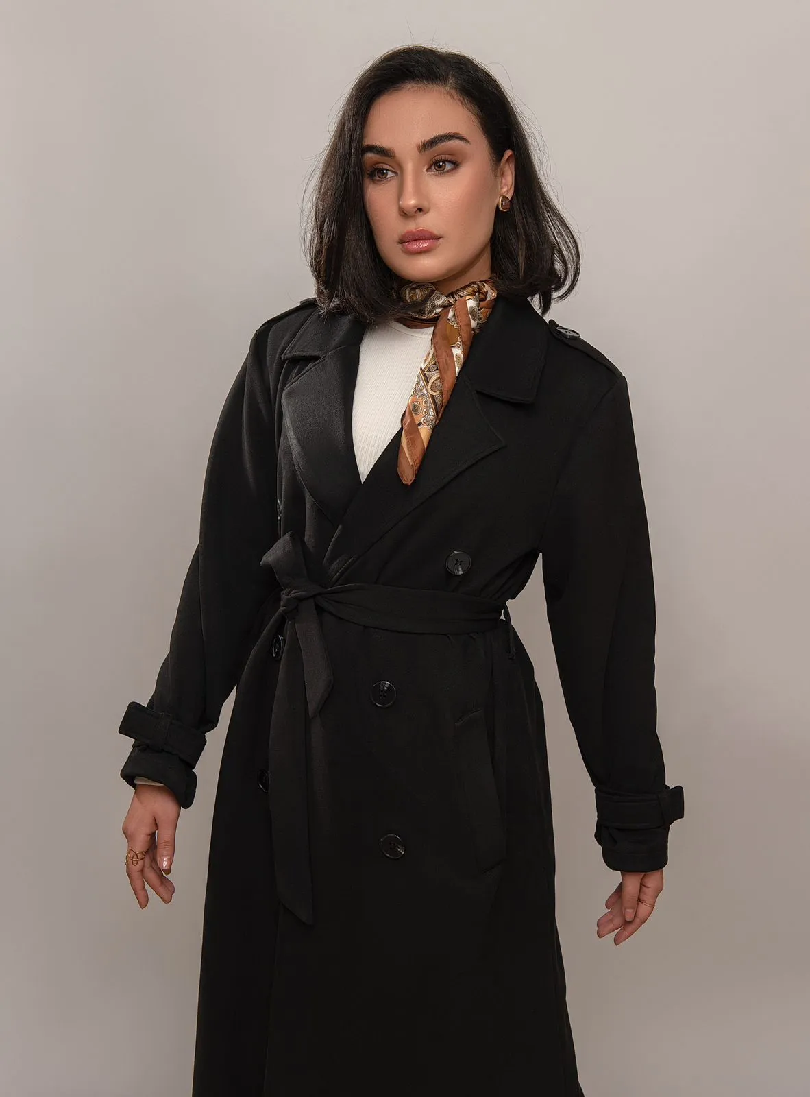 Faux Suede Trench Coat