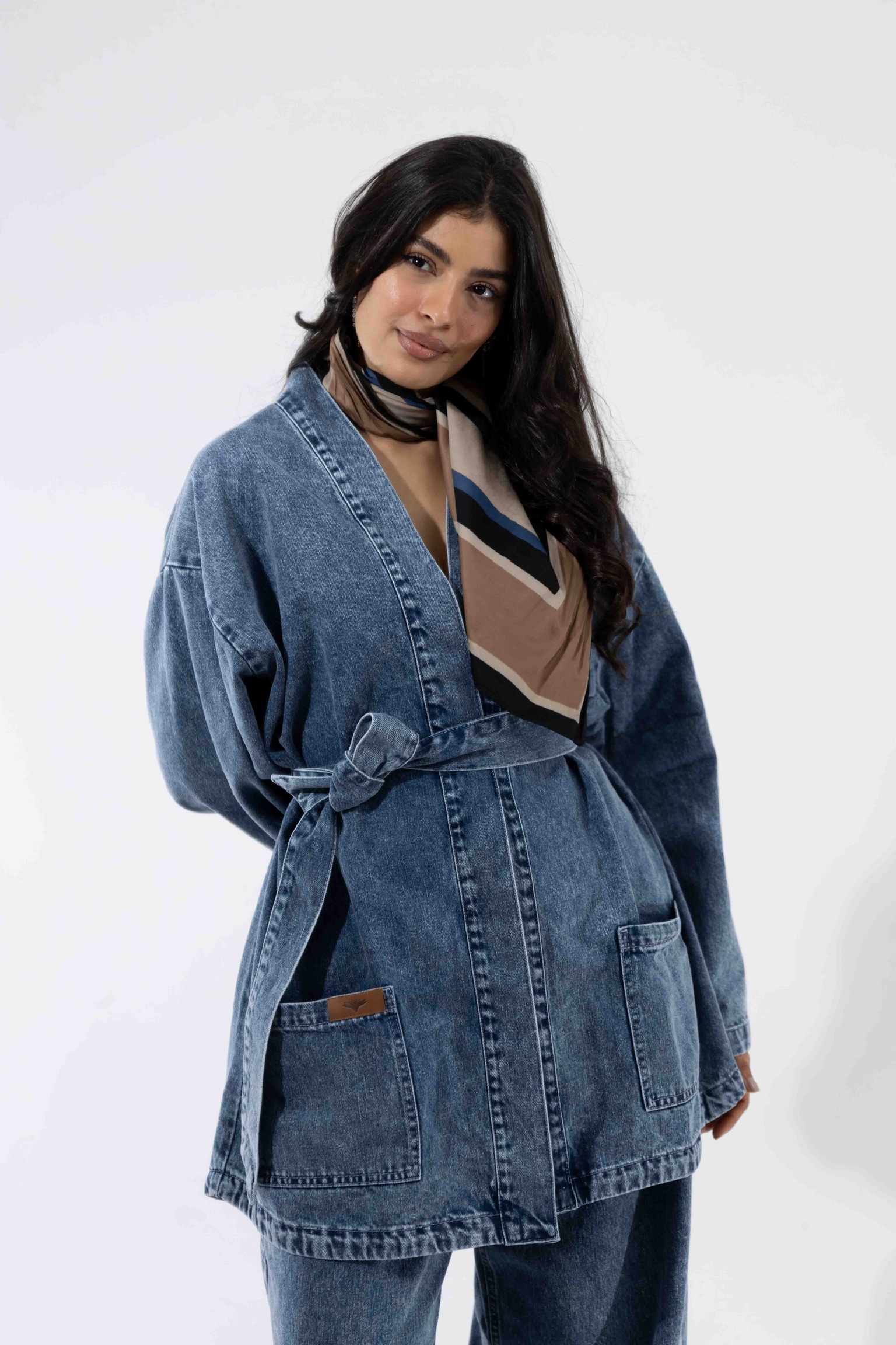 INDIGO BELTED KIMONO