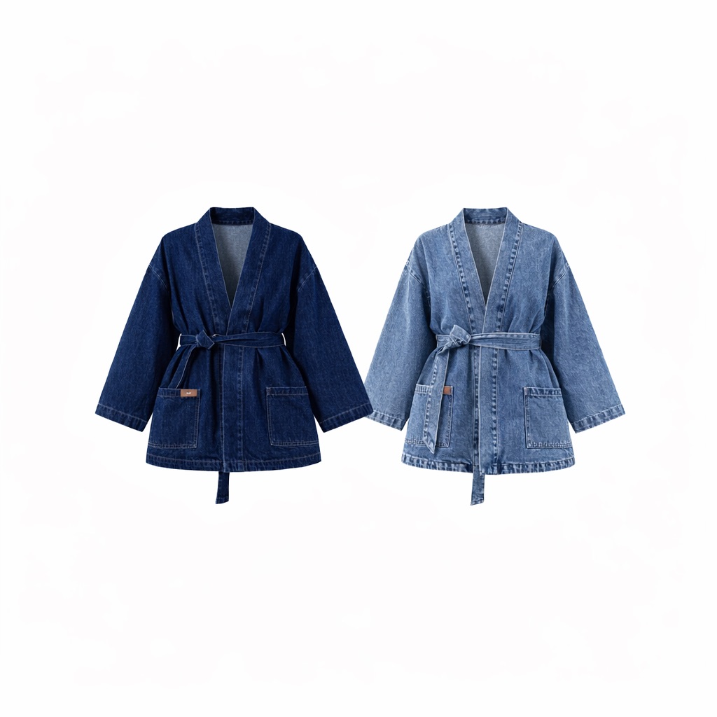 INDIGO BELTED KIMONO