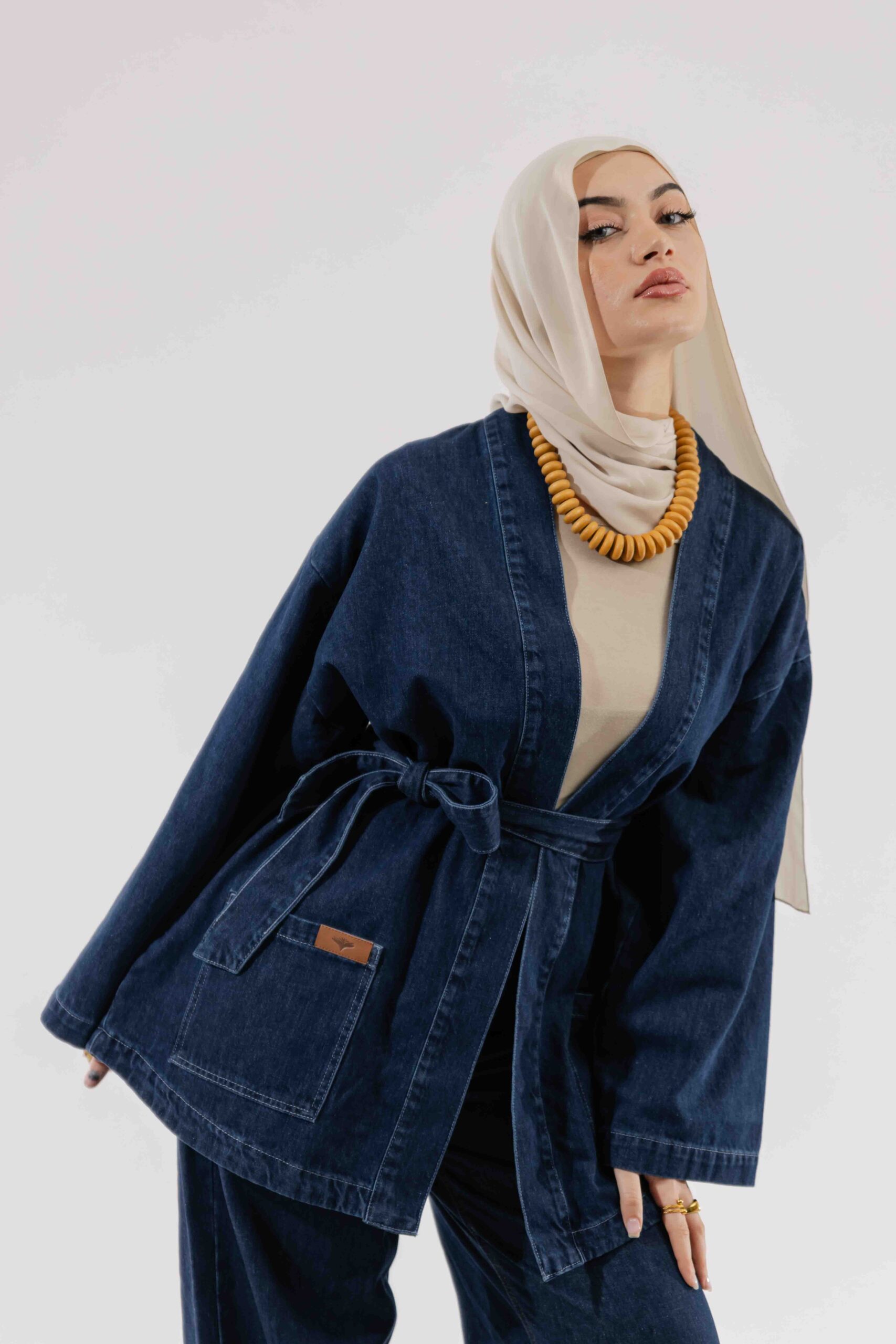 INDIGO BELTED KIMONO